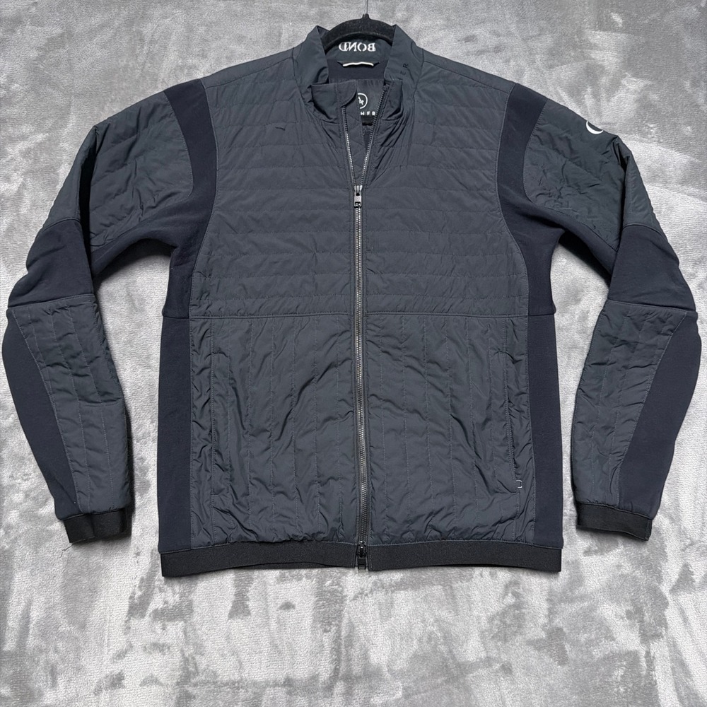 Aether Quilted Primaloft Jacket Mens Medium Black Full Zip BOND